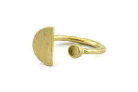 Brass Ring Settings, 3 Raw Brass Moon And Planet Ring With 1 Stone Setting - Pad Size 3mm N1065