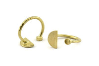 Brass Ring Settings, 3 Raw Brass Moon And Planet Ring With 1 Stone Setting - Pad Size 3mm N1065