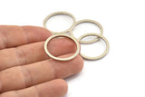 25mm Circle Connectors, 8 Antique Silver Plated Brass Circle Connectors (25x2x2mm) E009 H1205