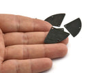 Black Triangle Charm, 6 Textured Oxidized Brass Fan Charms With 2 Holes, Stamping Blanks, Findings (30x19x0.80mm) M323