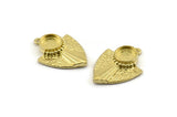 Brass Badge Charm, 2 Raw Brass Rosette Charms With 1 Loop, Pendants, Earrings - Pad Size : 8mm (26x19mm) N1124