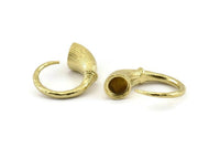 Brass Ring Setting, 2 Raw Brass Horn Ring With 1 Stone Setting - Pad Size 8mm N1138