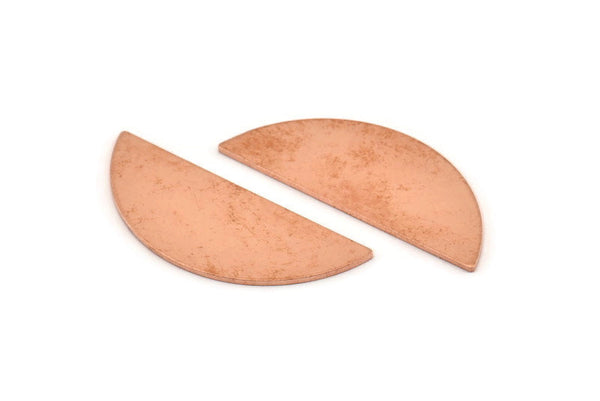 Semi Circle Blank, 6 Raw Copper Half Moon Stamping Blanks (39x15x0.80mm) M527