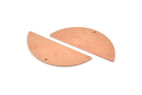 Semi Circle Charm, 6 Raw Copper Half Moon Charms With 1 Hole, Stamping Blank (39x15x0.80mm) M528