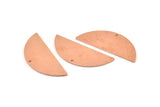 Semi Circle Charm, 6 Raw Copper Half Moon Charms With 1 Hole, Stamping Blank (39x15x0.80mm) M528