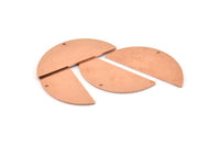 Semi Circle Charm, 6 Raw Copper Half Moon Charms With 1 Hole, Stamping Blank (39x15x0.80mm) M528