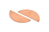 Semi Circle Charm, 6 Raw Copper Half Moon Pendants With 2 Holes, Stamping Blank (39x15x0.80mm) M531