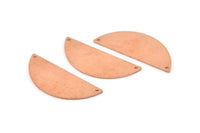 Semi Circle Charm, 6 Raw Copper Half Moon Pendants With 2 Holes, Stamping Blank (39x15x0.80mm) M531