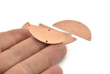 Semi Circle Charm, 6 Raw Copper Half Moon Connectors With 4 Holes, Stamping Blank (39x15x0.80mm) M533