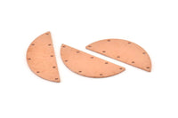 Semi Circle Charm, 6 Raw Copper Half Moon Connectors With 8 Holes, Stamping Blank (39x15x0.80mm) M535