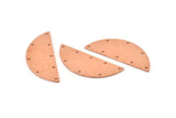 Semi Circle Charm, 6 Raw Copper Half Moon Connectors With 8 Holes, Stamping Blank (39x15x0.80mm) M535