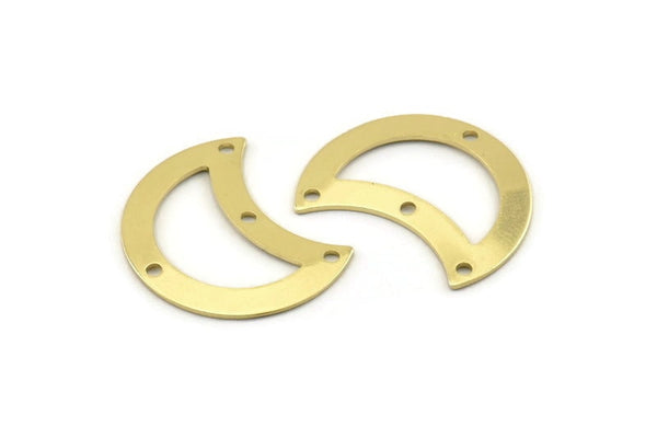 Brass Moon Charm, 12 Raw Brass Moon Charm With 4 Holes, Blanks, Findings (25x15x0.70mm) M757