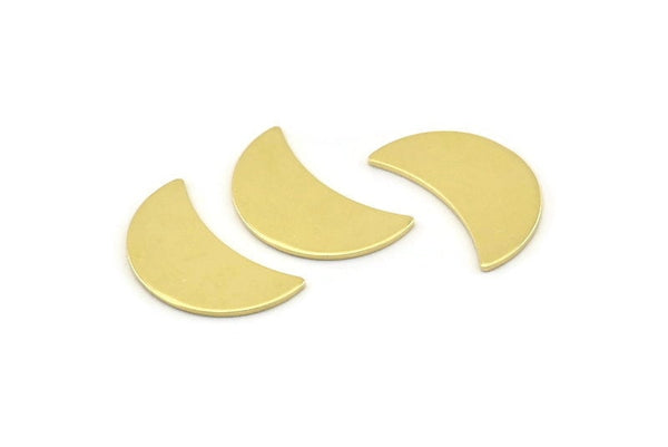 Brass Moon Blank, 12 Raw Brass Moon Stamping Blanks, Findings (18x8.5x0.70mm) M737