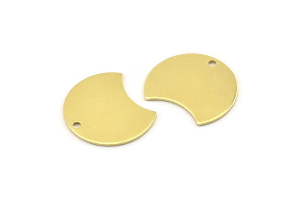 Brass Moon Charm, 12 Raw Brass Crescent Moon Charms With 1 Hole, Blanks (20x15x0.70mm) M805