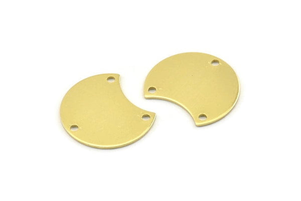 Brass Moon Charm, 12 Raw Brass Crescent Moon Charms With 3 Holes, Blanks (20x15x0.70mm) M812