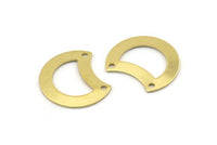 Brass Moon Charm, 12 Raw Brass Crescent Moon Charms With 2 Holes, Blanks (20x15x0.70mm) M782