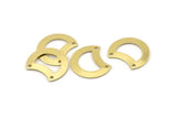 Brass Moon Charm, 12 Raw Brass Crescent Moon Charms With 2 Holes, Blanks (20x15x0.70mm) M782