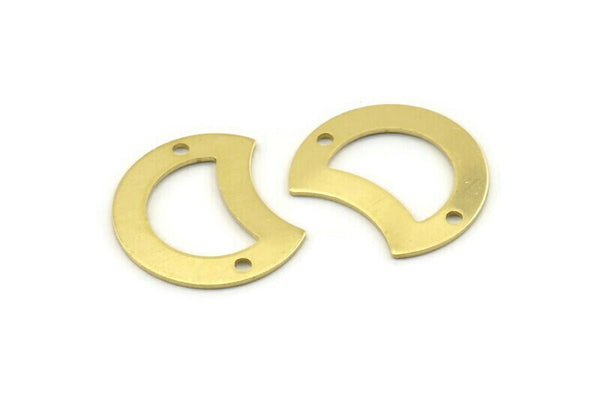 Brass Moon Charm, 12 Raw Brass Crescent Moon Charms With 2 Holes, Blanks (20x15x0.70mm) M783