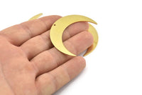 Brass Moon Charm, 6 Raw Brass Crescent Moon Charms With 1 Hole (46x11x0.90mm) M829