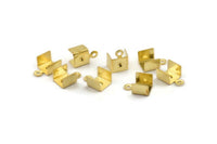 Brass Crimp End, 50 Raw Brass, Brass Cord Ends, Ribbon Crimp Ends, Crimp Connectors, Crimp Ends (7x11mm) A0642