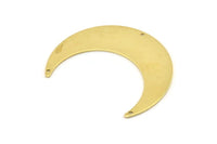 Brass Moon Charm, 4 Raw Brass Crescent Moon Charms With 3 Holes, Stamping Blanks (50x15x0.90mm) M839