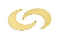 Brass Moon Charm, 4 Raw Brass Crescent Moon Charms With 3 Holes, Stamping Blanks (50x15x0.90mm) M839