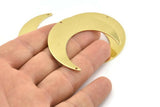 Brass Moon Charm, 4 Raw Brass Crescent Moon Charms With 3 Holes, Stamping Blanks (50x15x0.90mm) M839