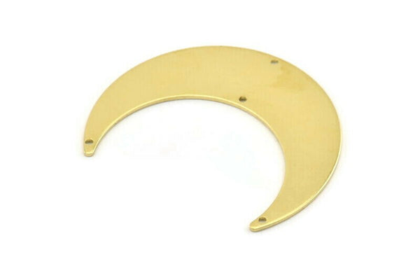 Brass Moon Charm, 4 Raw Brass Crescent Moon Charms With 4 Holes, Stamping Blanks (50x15x0.90mm) M841