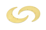 Brass Moon Charm, 4 Raw Brass Crescent Moon Charms With 4 Holes, Stamping Blanks (50x15x0.90mm) M843