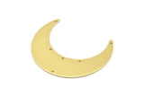 Brass Moon Charm, 4 Raw Brass Crescent Moon Charms With 6 Holes, Stamping Blanks (50x15x0.90mm) M842