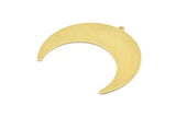 Brass Moon Charm, 4 Raw Brass Crescent Moon Charms With 1 Loop, Stamping Blanks (50x17x0.90mm) M822