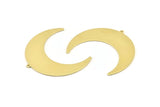 Brass Moon Charm, 4 Raw Brass Crescent Moon Charms With 1 Loop, Stamping Blanks (50x17x0.90mm) M822