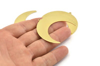 Brass Moon Charm, 4 Raw Brass Crescent Moon Charms With 1 Loop, Stamping Blanks (50x17x0.90mm) M822