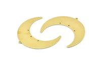 Brass Moon Charm, 4 Raw Brass Crescent Moon Charms With 1 Loop And 3 Holes, Stamping Blanks (50x17x0.90mm) M826