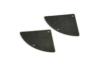 Black Triangle Charm, 6 Textured Oxidized Brass Fan Charms With 2 Holes, Stamping Blanks, Findings (30x19x0.80mm) M323