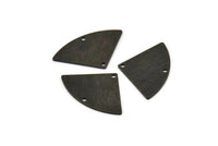 Black Triangle Charm, 6 Textured Oxidized Brass Fan Charms With 2 Holes, Stamping Blanks, Findings (30x19x0.80mm) M323