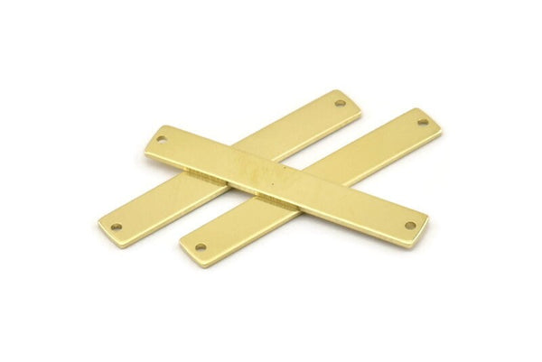 Brass Rectangle Bar, 12 Raw Brass Stamping Blanks With 2 Holes, Necklace Bar (41x6x0.90mm) M645