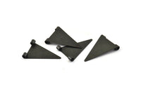 Black Triangle Charm, 12 Oxidized Black Brass Triangle Charms With 2 Holes (17x25mm) Brs 3998 A0407