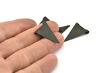 Black Triangle Charm, 12 Oxidized Black Brass Triangle Charms With 2 Holes (17x25mm) Brs 3998 A0407