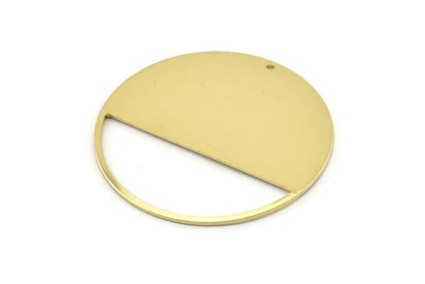 Brass Round Charm, 2 Raw Brass Round Charms With 1 Hole, Stamping Blanks (43x0.90mm) M655