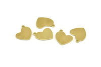 Brass Heart Charm, 12 Raw Brass Heart Charms With 1 Loop (16x14x1mm) M847