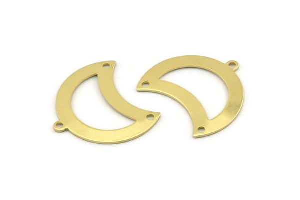 Brass Moon Charm, 12 Raw Brass Moon Charm With 1 Loop And 2 Holes, Blanks, Findings (25x18x0.70mm) M755