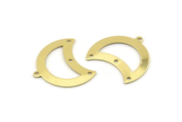 Brass Moon Charm, 12 Raw Brass Moon Charm With 1 Loop And 3 Holes, Blanks, Findings (25x18x0.70mm) M756