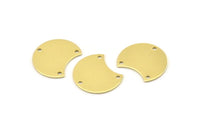 Brass Moon Charm, 12 Raw Brass Crescent Moon Charms With 3 Holes, Blanks (20x15x0.70mm) M812