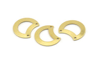 Brass Moon Charm, 12 Raw Brass Crescent Moon Charms With 2 Holes, Blanks (20x15x0.70mm) M782