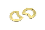 Brass Moon Charm, 12 Raw Brass Crescent Moon Charms With 2 Holes, Blanks (20x15x0.70mm) M784