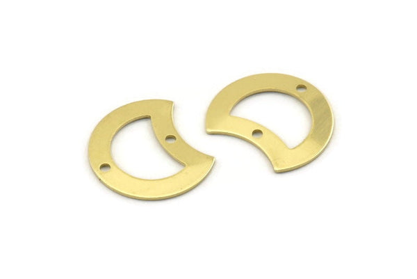 Brass Moon Charm, 12 Raw Brass Crescent Moon Charms With 2 Holes, Blanks (20x15x0.70mm) M784