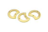 Brass Moon Charm, 12 Raw Brass Crescent Moon Charms With 2 Holes, Blanks (20x15x0.70mm) M784