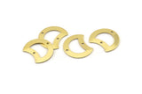 Brass Moon Charm, 12 Raw Brass Crescent Moon Charms With 2 Holes, Blanks (20x15x0.70mm) M784