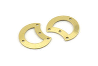 Brass Moon Charm, 12 Raw Brass Crescent Moon Charms With 4 Holes, Blanks (20x15x0.70mm) M786